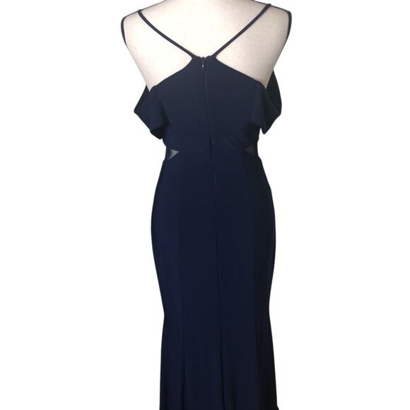 Xscape Navy Blue Off Shoulder Maxi Dress Sz 2 Black Tie, Wedding, Gala - Picture 6 of 16